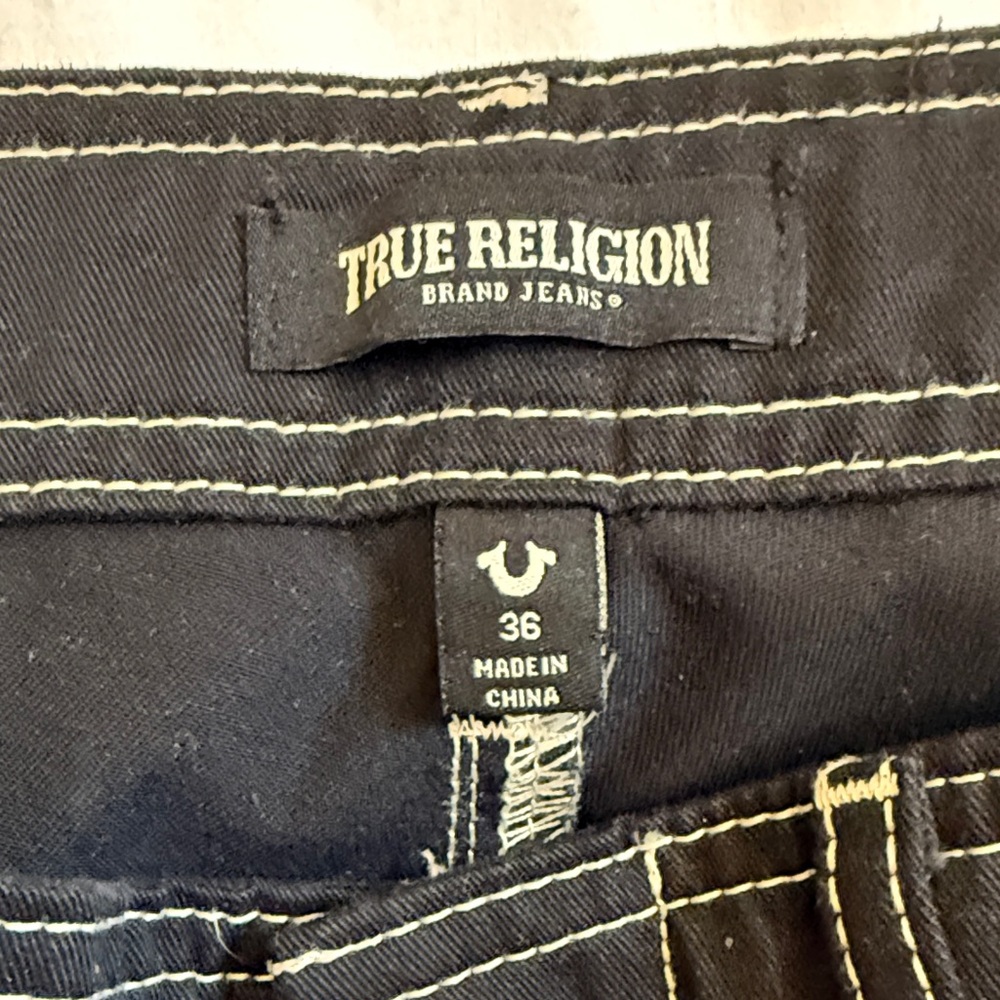 True Religion Black Cargo Pants with White Stitching Y2K - Picture 6 of 12